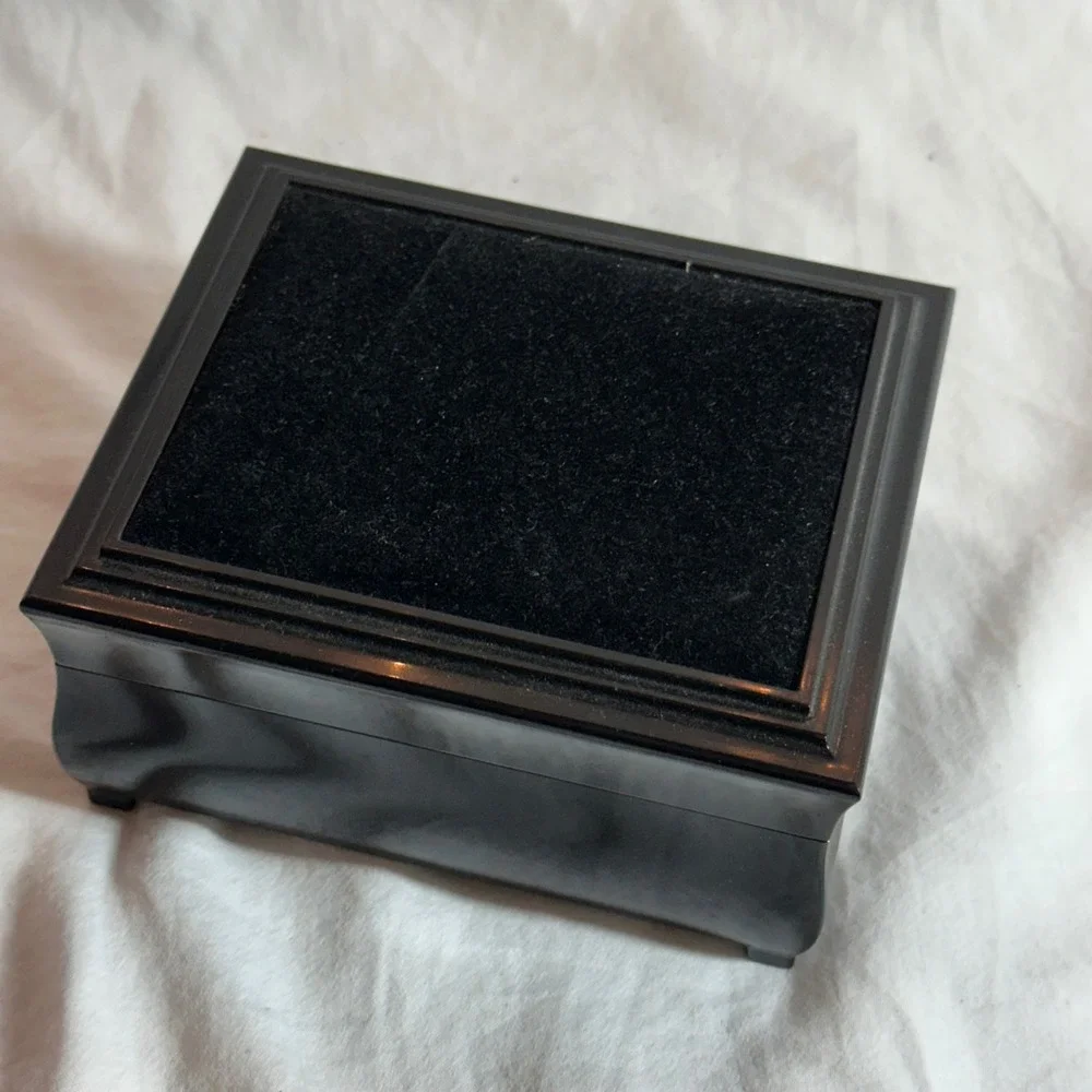 Jewelry Box Black Excellent Mirror Ring Roll Velvet Top Vanity Minimalist Travel